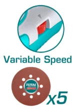 Lijadora Roto Orbital 320w 13000rpm 125mm Total Tf2131256 Color Turquesa Frecuencia 50 60hz - Imagen 3