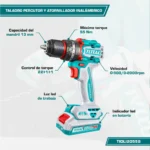 Taladro Percutor Y Atornillador Inalámbrico Total- Mandril 13mm, 55nm- Tidli20558 - Imagen 4