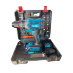 Taladro Inalambrico Con Accesorios mandril de acero pequeño Azul + 2 Baterias 98v