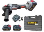 Esmeril Angular Inalámbrico Osmao 98v | 2 Baterías + Cargador | Gris Oscuro Profesional