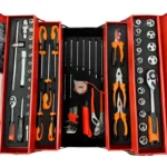 Caja de Herramientas Metálica 85 Piezas – Plegable 3 Niveles Naranja