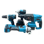 Kit 4 Herramientas Inalámbricas BlueIsland – Taladro, Rotomartillo, Esmeril y Llave de Impacto + 2 Baterías - Imagen 4