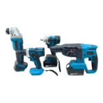 Kit 4 Herramientas Inalámbricas BlueIsland – Taladro, Rotomartillo, Esmeril y Llave de Impacto + 2 Baterías