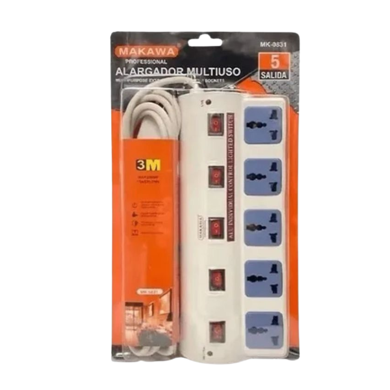 extensión eléctrica 4 enchufes Makawa Extensión Eléctrica Multiuso 4 Puertos Makawa MK0830 - Imagen 1