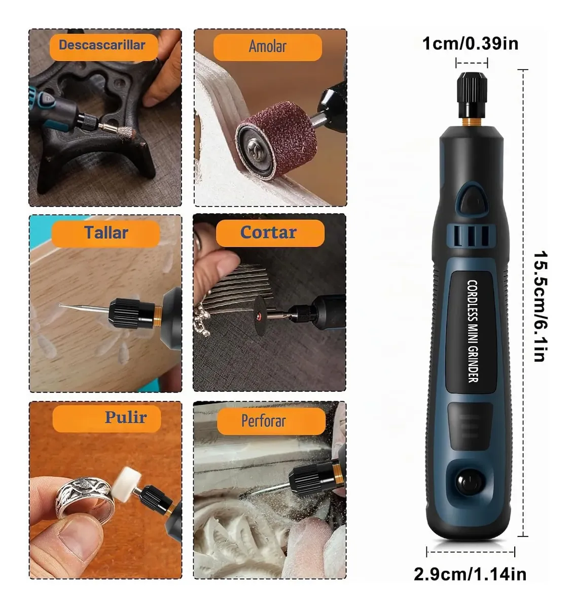 Mini Torno Inalámbrico Tipo Dremel Kit Con Accesorios - Imagen 3
